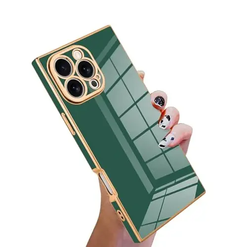 KANGHAR Case Compatible with iPhone 16 Pro Luxury Cute Plating Design Case Full-Body Anti-Scratch Shockproof Bumper Protective Cover for iPhone 16 Pro 6.3 Inch Dark Green - 1