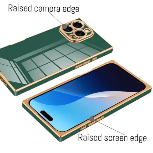 KANGHAR Case Compatible with iPhone 16 Pro Luxury Cute Plating Design Case Full-Body Anti-Scratch Shockproof Bumper Protective Cover for iPhone 16 Pro 6.3 Inch Dark Green - 3