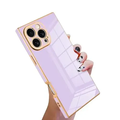 KANGHAR Case Compatible with iPhone 16 Pro Luxury Cute Plating Design Case Full-Body Anti-Scratch Shockproof Bumper Protective Cover for iPhone 16 Pro 6.3 Inch Purple 