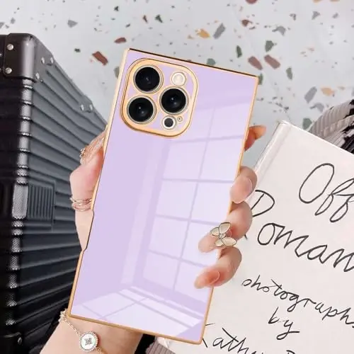 KANGHAR Case Compatible with iPhone 16 Pro Luxury Cute Plating Design Case Full-Body Anti-Scratch Shockproof Bumper Protective Cover for iPhone 16 Pro 6.3 Inch Purple - 6