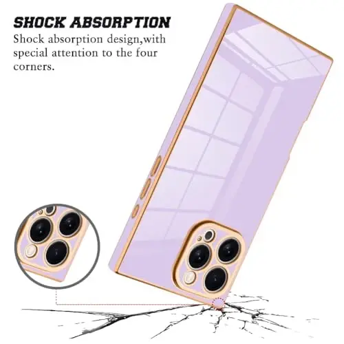 KANGHAR Case Compatible with iPhone 16 Pro Luxury Cute Plating Design Case Full-Body Anti-Scratch Shockproof Bumper Protective Cover for iPhone 16 Pro 6.3 Inch Purple - 2