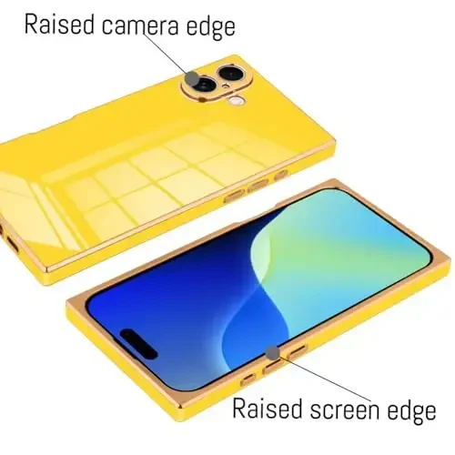 KANGHAR Case Compatible with iPhone 16 Pro Max Luxury Cute Plating Design Case Full-Body Anti-Scratch Shockproof Bumper Protective Cover for iPhone 16 Pro Max 6.9 Inch Yellow - 3