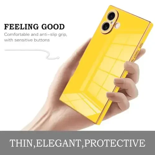KANGHAR Case Compatible with iPhone 16 Pro Max Luxury Cute Plating Design Case Full-Body Anti-Scratch Shockproof Bumper Protective Cover for iPhone 16 Pro Max 6.9 Inch Yellow - 4