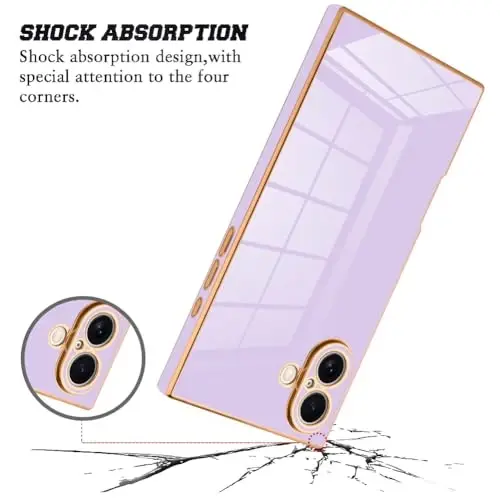 KANGHAR Case Compatible with iPhone 16 Pro Max Luxury Cute Plating Design Case Full-Body Anti-Scratch Shockproof Bumper Protective Cover for iPhone 16 Pro Max 6.9 Inch Purple - 2