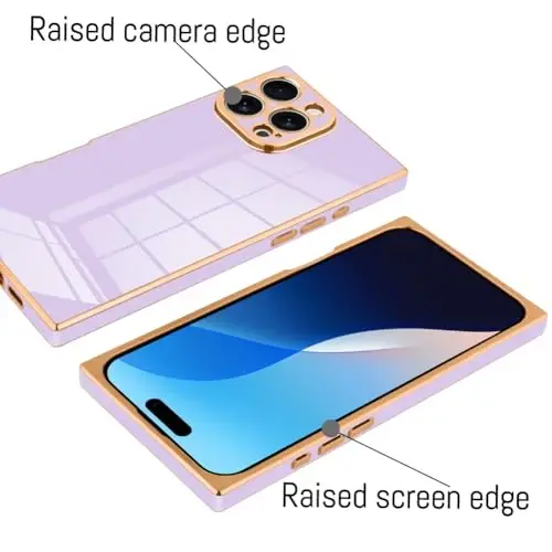 KANGHAR iPhone 16 Pro uchun mos keladigan hashamatli chiroyli qoplama dizayni, to'liq korpusli tirnalishga qarshi zarbaga chidamli bamper himoya qopqog'i iPhone 16 Pro 6.3 dyuym binafsha - 3
