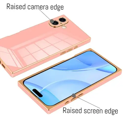 KANGHAR iPhone 17 bilan mos keladigan hashamatli yoqimli qoplama dizaynli g'ilof, to'liq tanani qoplaydigan tirnalishga qarshi zarbga chidamli bamper himoya qopqog'i iPhone 17 6,3 dyuymli pushti uchun mo'ljallangan - 3