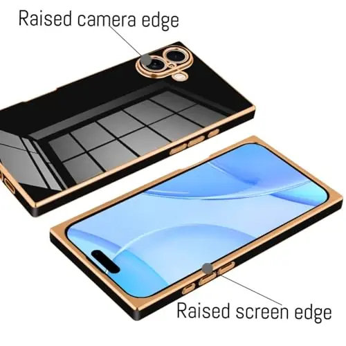 KANGHAR Case Compatible with iPhone 17 Luxury Cute Plating Design Case Full-Body Anti-Scratch Shockproof Bumper Protective Cover Designed for iPhone 17 6.3 Inch Black - 3