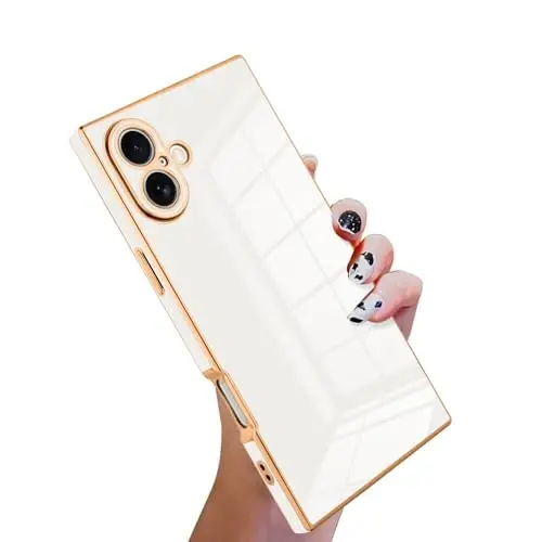 KANGHAR Case Compatible with iPhone 17 Luxury Cute Plating Design Case Full-Body Anti-Scratch Shockproof Bumper Protective Cover Designed for iPhone 17 6.3 Inch White - 1