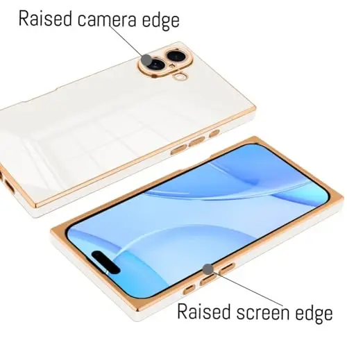 KANGHAR Case Compatible with iPhone 17 Luxury Cute Plating Design Case Full-Body Anti-Scratch Shockproof Bumper Protective Cover Designed for iPhone 17 6.3 Inch White - 3