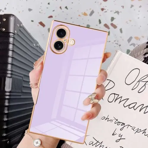 KANGHAR Case Compatible with iPhone 17 Luxury Cute Plating Design Case Full-Body Anti-Scratch Shockproof Bumper Protective Cover Designed for iPhone 17 6.3 Inch Purple - KANGHAR