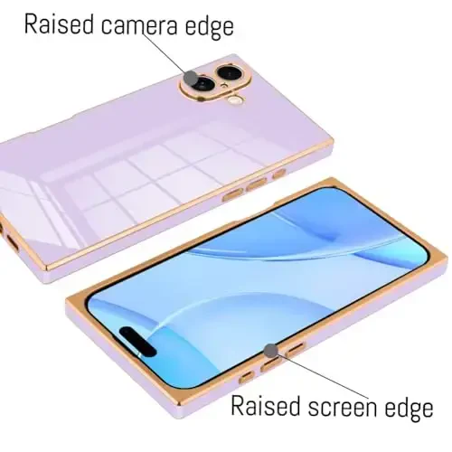 KANGHAR Case Compatible with iPhone 17 Luxury Cute Plating Design Case Full-Body Anti-Scratch Shockproof Bumper Protective Cover Designed for iPhone 17 6.3 Inch Purple - 3