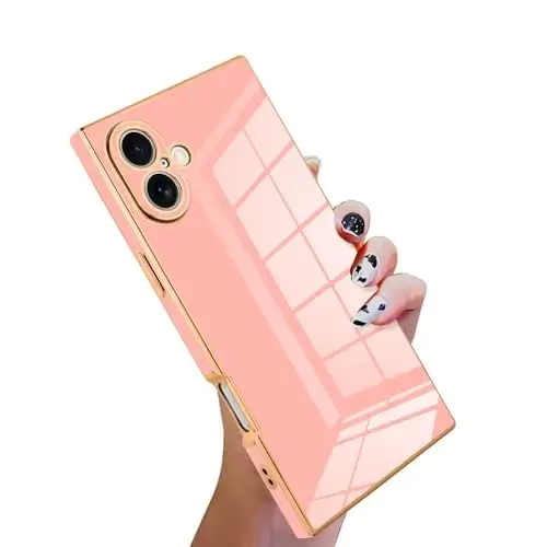 KANGHAR Case Compatible with iPhone 17 Luxury Cute Plating Design Case Full-Body Anti-Scratch Shockproof Bumper Protective Cover Designed for iPhone 17 6.3 Inch Pink - 1