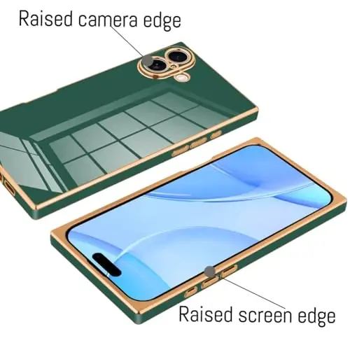 KANGHAR Case Compatible with iPhone 17 Luxury Cute Plating Design Case Full-Body Anti-Scratch Shockproof Bumper Protective Cover Designed for iPhone 17 6.3 Inch Dark Green - 3