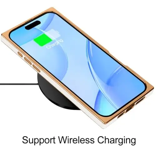 KANGHAR Case Compatible with iPhone 17 Pro Luxury Cute Plating Design Case Full-Body Anti-Scratch Shockproof Bumper Protective Cover Designed for iPhone 17 Pro 6.3 Inch White - 5