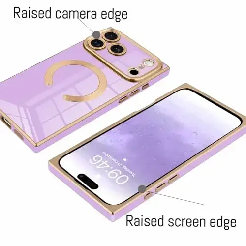 KANGHAR iPhone 17 Pro Magnetic uchun mo'ljallangan g'ilof [MagSafe bilan mos] Hashamatli yoqimli qoplama dizayni G'ilof To'liq tanani chizishga qarshi zarbaga bardoshli bamper himoya qopqog'i binafsha - 3
