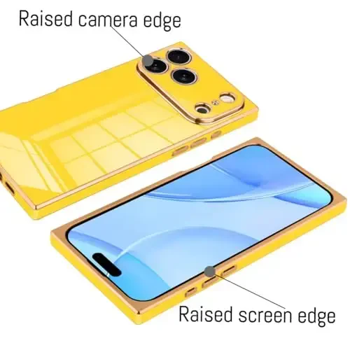 KANGHAR iPhone 17 Pro Max bilan mos keladigan hashamatli yoqimli qoplama dizayniga ega g'ilof, to'liq korpusli tirnalishga qarshi zarbga chidamli bamper himoya qopqog'i iPhone 17 Pro Max 6.9 dyuym uchun mo'ljallangan sariq - 3