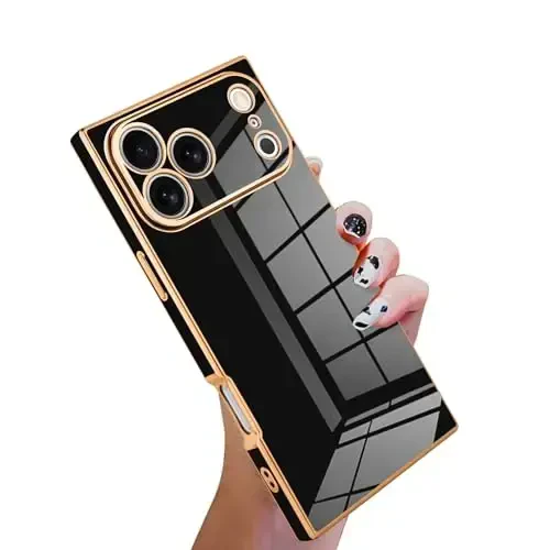 KANGHAR iPhone 17 Pro Max bilan mos keladigan hashamatli yoqimli qoplama dizaynli g‘ilof, to‘liq korpusli tirnalishga qarshi zarbga chidamli bamper himoya qopqog‘i iPhone 17 Pro Max 6,9 dyuymli qora uchun mo‘ljallangan - KANGHAR