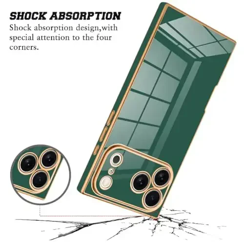 KANGHAR Case Compatible with iPhone 17 Pro Max Luxury Cute Plating Design Case Full-Body Anti-Scratch Shockproof Bumper Protective Cover Designed for iPhone 17 Pro Max 6.9 Inch Dark Green - 2