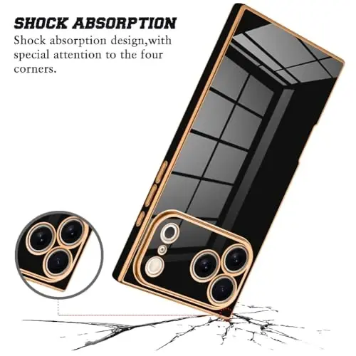 KANGHAR Case Compatible with iPhone 17 Pro Max Luxury Cute Plating Design Case Full-Body Anti-Scratch Shockproof Bumper Protective Cover Designed for iPhone 17 Pro Max 6.9 Inch Black - 2