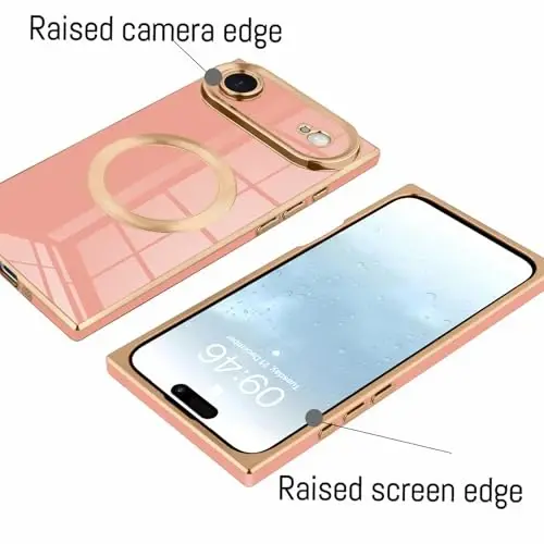 KANGHAR Case Designed for iPhone Air Magnetic [Compatible with MagSafe] Luxury Cute Plating Design Case Full-Body Anti-Scratch Shockproof Bumper Protective Cover Pink - 3