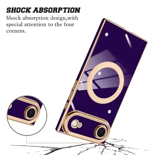 KANGHAR Case Designed for iPhone Air Magnetic [Compatible with MagSafe] Luxury Cute Plating Design Case Full-Body Anti-Scratch Shockproof Bumper Protective Cover Dark Purple - KANGHAR (1)