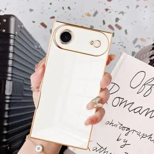 KANGHAR Case Compatible with iPhone Air Luxury Cute Plating Design Case Full-Body Anti-Scratch Shockproof Bumper Protective Cover Designed for iPhone Air 6.5 Inch White - 6