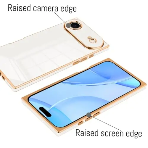 KANGHAR Case Compatible with iPhone Air Luxury Cute Plating Design Case Full-Body Anti-Scratch Shockproof Bumper Protective Cover Designed for iPhone Air 6.5 Inch White - 3