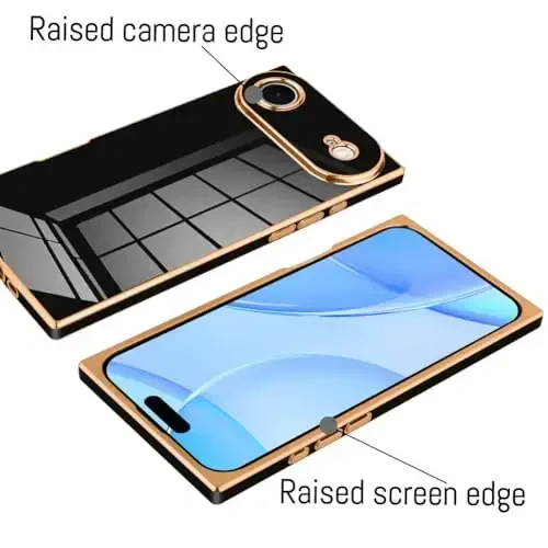 KANGHAR Case Compatible with iPhone Air Luxury Cute Plating Design Case Full-Body Anti-Scratch Shockproof Bumper Protective Cover Designed for iPhone Air 6.5 Inch Black - 3