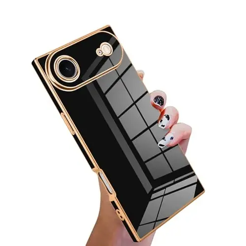 KANGHAR Case Compatible with iPhone Air Luxury Cute Plating Design Case Full-Body Anti-Scratch Shockproof Bumper Protective Cover Designed for iPhone Air 6.5 Inch Black 