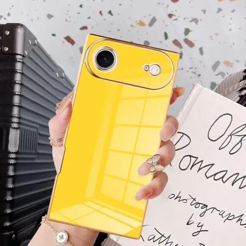 KANGHAR Case Compatible with iPhone Air Luxury Cute Plating Design Case Full-Body Anti-Scratch Shockproof Bumper Protective Cover Designed for iPhone Air 6.5 Inch Yellow - 6