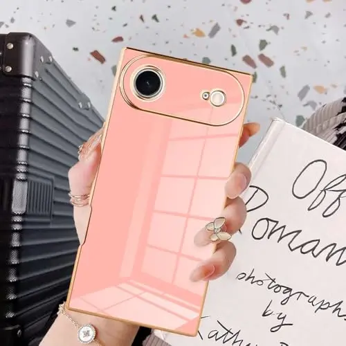 KANGHAR Case Compatible with iPhone Air Luxury Cute Plating Design Case Full-Body Anti-Scratch Shockproof Bumper Protective Cover Designed for iPhone Air 6.5 Inch Pink - 6