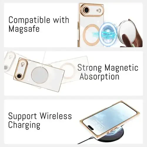 KANGHAR iPhone Air uchun mo'ljallangan g'ilof Magnitli [MagSafe bilan mos] Hashamatli chiroyli qoplama Dizaynli g'ilof Butun tanani qoplaydigan tirnalishga qarshi zarbga chidamli bamper himoya qopqog'i Oq - 5
