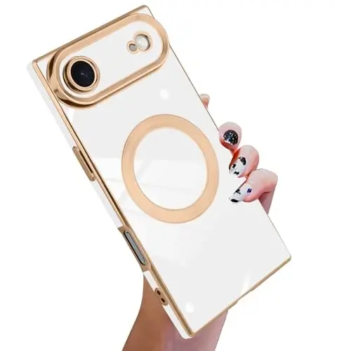 KANGHAR iPhone Air uchun mo'ljallangan g'ilof Magnitli [MagSafe bilan mos] Hashamatli chiroyli qoplama Dizaynli g'ilof Butun tanani qoplaydigan tirnalishga qarshi zarbga chidamli bamper himoya qopqog'i Oq 