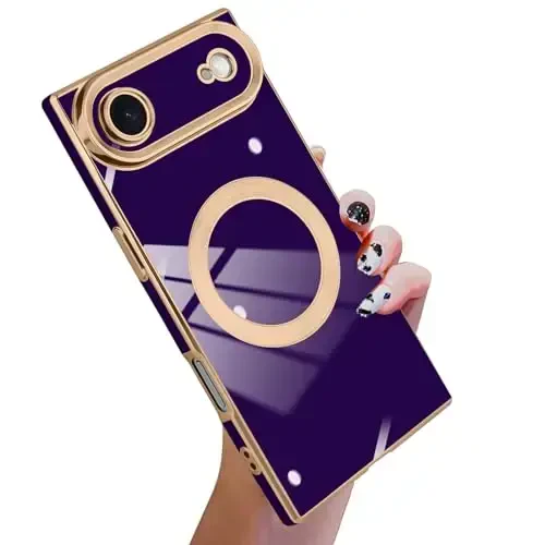 KANGHAR iPhone Air uchun mo'ljallangan g'ilof Magnitli [MagSafe bilan mos] Hashamatli yoqimli qoplama dizayni To'liq korpusli tirnalishga qarshi zarbaga chidamli bamper himoya qopqog'i To'q binafsha - 1