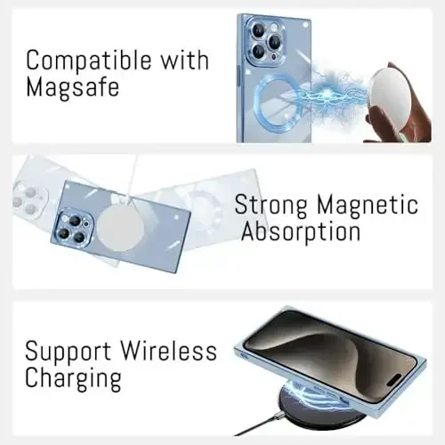 KANGHAR Case Designed for Phone 16 Plus Magnetic [Compatible with MagSafe] Luxury Cute Plating Design Case Full-Body Anti-Scratch Shockproof Bumper Protective Cover Blue - 5