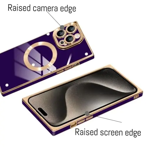 KANGHAR Case Designed for Phone 16 Plus Magnetic [Compatible with MagSafe] Luxury Cute Plating Design Case Full-Body Anti-Scratch Shockproof Bumper Protective Cover (Darkpurple, iPhone 16 Plus) - 3
