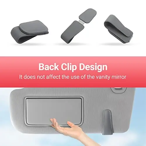 KanSmart Sunglass Holder for Car Visor Sunglasses Clip Magnetic Leather Glasses Eyeglass Holder Auto Interior Accessories Universal for SUV Pickup Truck -Gray - 6
