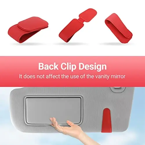 KanSmart Sunglass Holder for Car Visor Sunglasses Clip Magnetic Leather Glasses Eyeglass Holder Truck Car Interior Accessories Universal for Woman Man -Red - 6