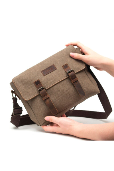 Kanvas - Deri Koyu Vizon Postacı Çanta - Design01-Koyu Vizon 