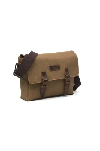 Kanvas - Deri Sütlü Kahve Postacı Çanta - Design01-Sütlü Kahve - 3