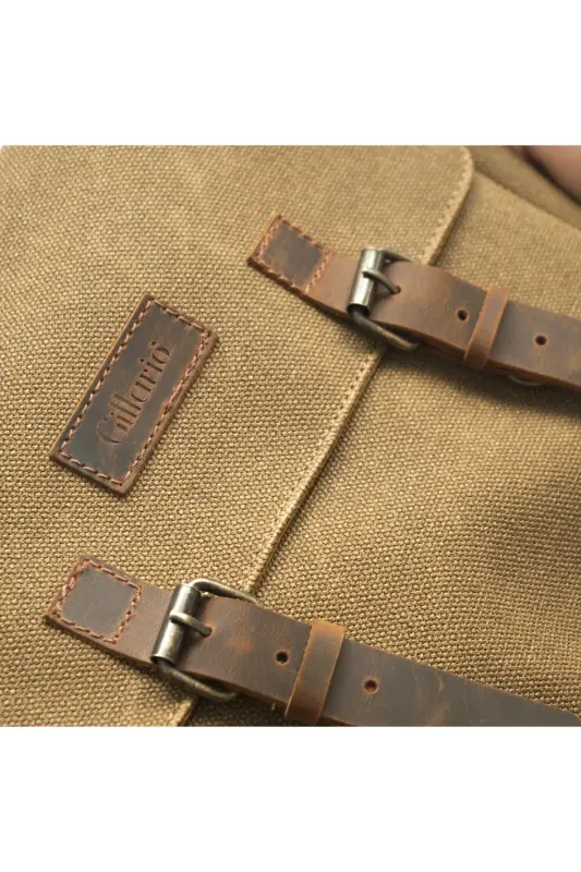 Kanvas - Deri Sütlü Kahve Postacı Çanta - Design01-Sütlü Kahve - 5