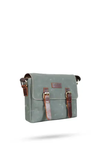 Kanvas - Gerçek Hakiki Deri Haki Yeşil Postacı Çanta - Design01-Haki - GILLARIO (1)