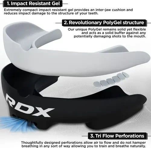 Капа для защиты рта RDX Gum Shield для бокса, ММА, кикбоксинга, муай-тай, боевых искусств, регби, хоккея, футбола, дзюдо, каратэ, футбола и других контактных видов спорта с футляром. - 2
