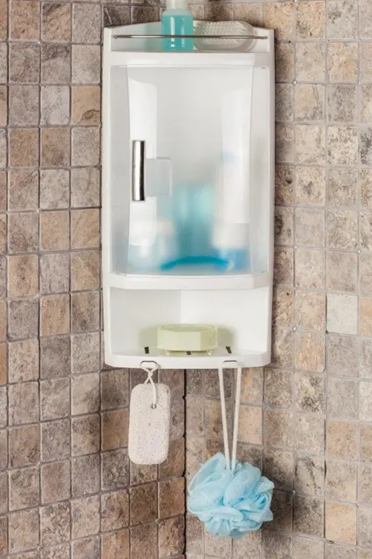 Kapaklı Banyo Köşe Rafı Şeffaf Naturel - PRIMA NOVA