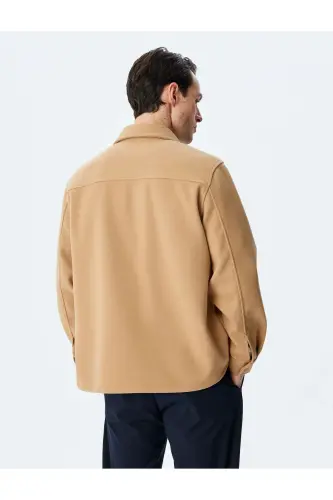 Kapakli cho'ntakli tugmali uzun qisma regular fit kasha - 4