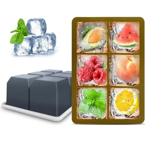 Silicone Ice Cube Trays with Lids,Large Square Ice Cube Molds for Freezer, Whiskey, Cocktail, Stackable Flexible and Reusable & Easy Release BPA Free (2 Pack&Dark Gray and Army green) - 1