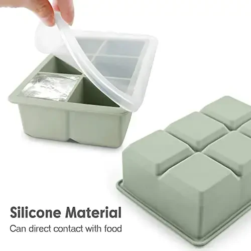 Silicone Ice Cube Trays with Lids,Large Square Ice Cube Molds for Freezer, Whiskey, Cocktail, Stackable Flexible and Reusable & Easy Release BPA Free (2 Pack&Dark Gray and Golden) - EXCNORM (1)