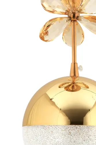 Kapalak 3 dona Gold 3 rangli bosqichli osiladigan LEDli kristalli toshli lyustralar - 15