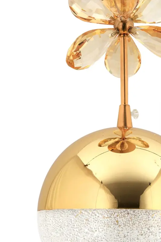 Kapalak 3 dona Gold 3 rangli bosqichli osiladigan LEDli kristalli toshli lyustralar - 15