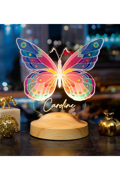 Kapalak naqshli rangli LED chiroq, yosh qizlar uchun tug'ilgan kun sovg'asi, bolalar xonasi chiroqi - 5